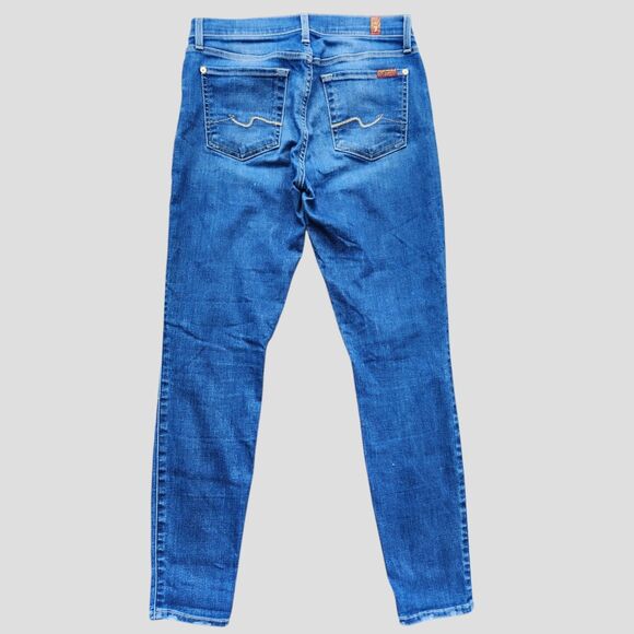 7 For All Mankind Ankle Gwenevere Women's Jeans Size 28 Blue Distressed Cropped - Picture 2 of 10